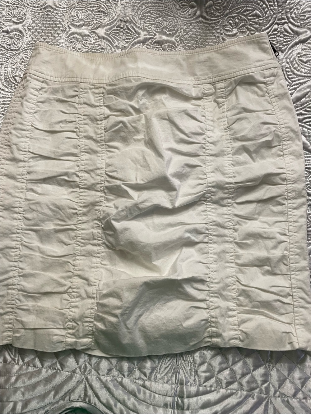 Women's Cream Ruched Cotton Skirt